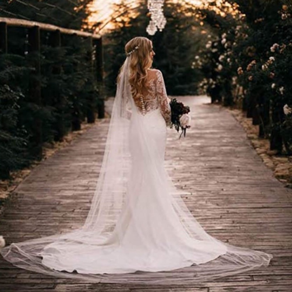 118” long White long cathedral wedding veil